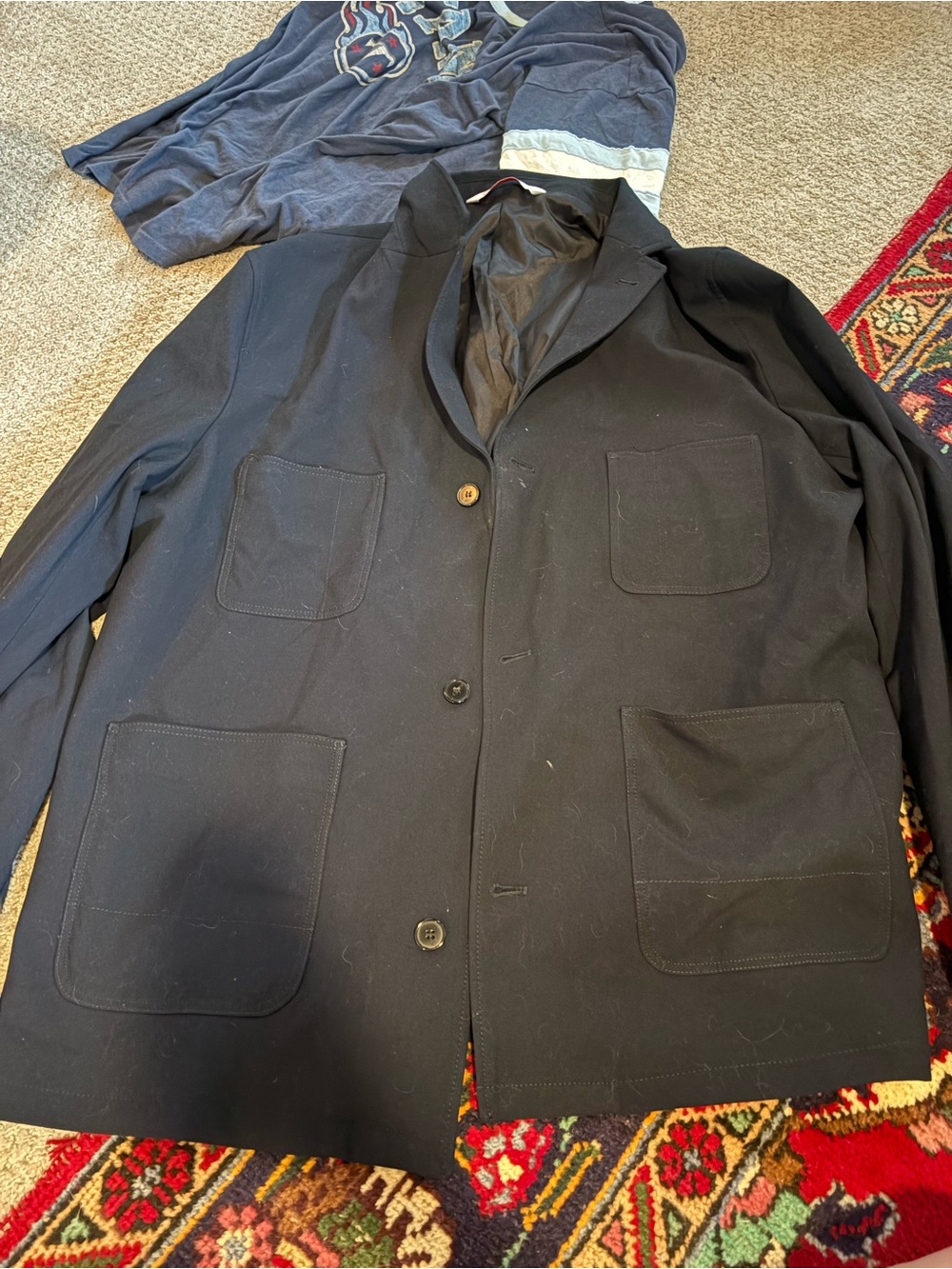 Zara Dark Navy Two-Button Patch Pocket Blazer - Picture 4 of 6